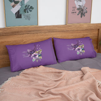 King Size Purple Floral Design Pillow Case