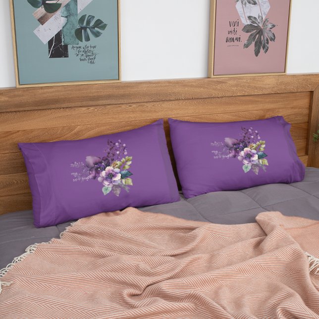 King Size Purple Floral Design Pillow Case (Creator Uploaded)