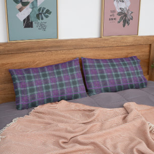 King Size Purple & Green Plaid Pillow Case