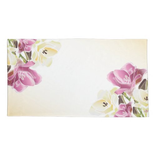 King size watercolor freesia flower pillow case