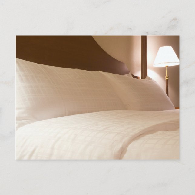 King sized bed in a hotel suite room postcard (Front)