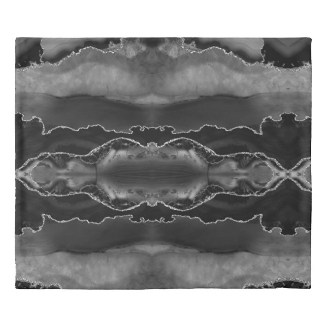 King Sized Duvet Cover - Black Silver Agate  (Front)