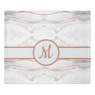 King Sized Duvet Cover - White Agate Rose Gold