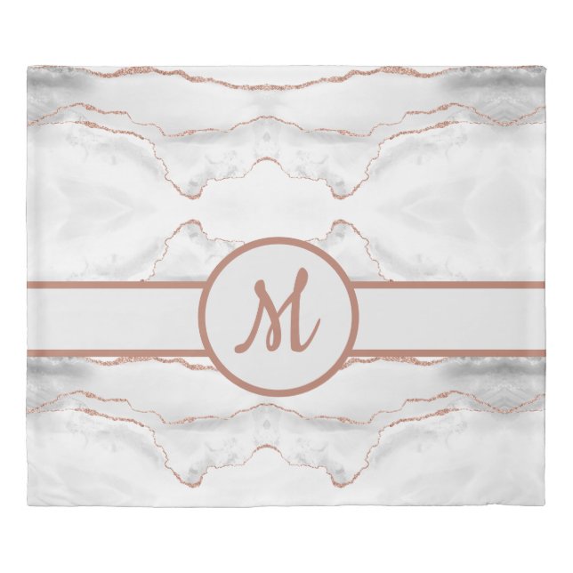 King Sized Duvet Cover - White Agate Rose Gold (Front)
