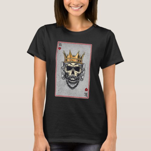 King Skull and Queen _ 22 Card Hearts Flush Couple T_Shirt