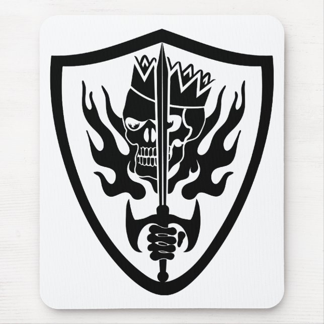 King Skull Flaming Shield Mouse Pad (Front)