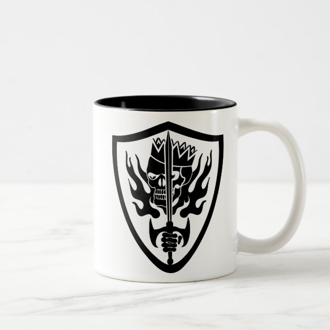King Skull Flaming Shield Two-Tone Coffee Mug (Right)