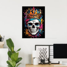 King Skull Scary Poster Wall Decor