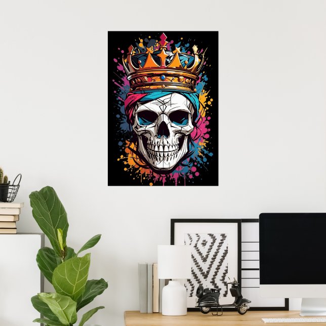 King Skull Scary Poster Wall Decor (Home Office)