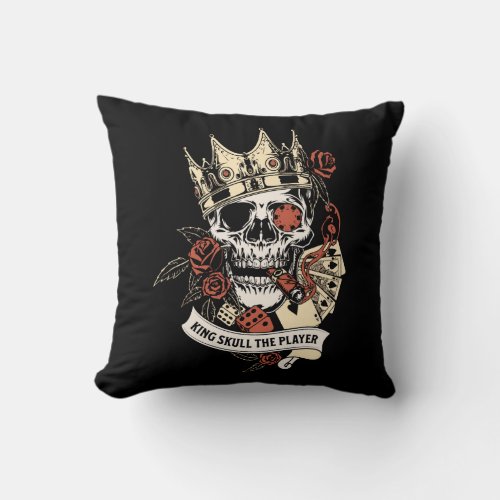 King skull the play throw pillow