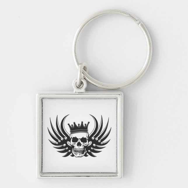 King Skull with Wings Keychain (Front)