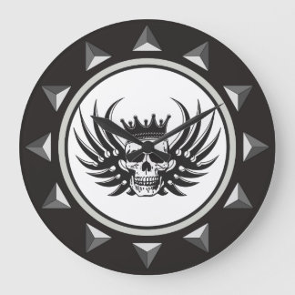 King Skull with Wings Large Clock