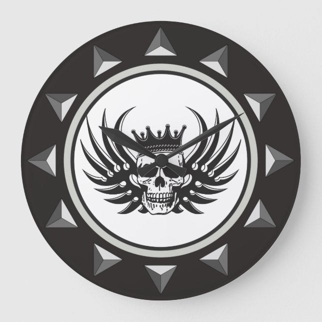 King Skull with Wings Large Clock (Front)
