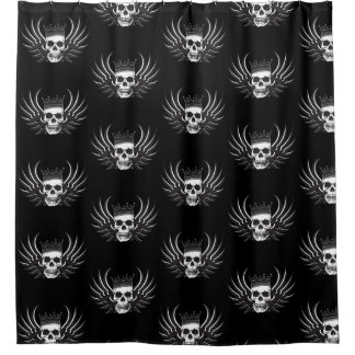 King Skull with Wings Shower Curtain