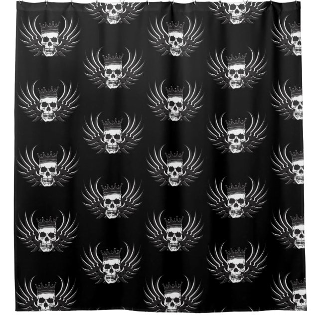 King Skull with Wings Shower Curtain (Front)