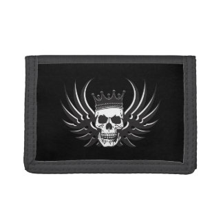 King Skull with Wings Trifold Wallet