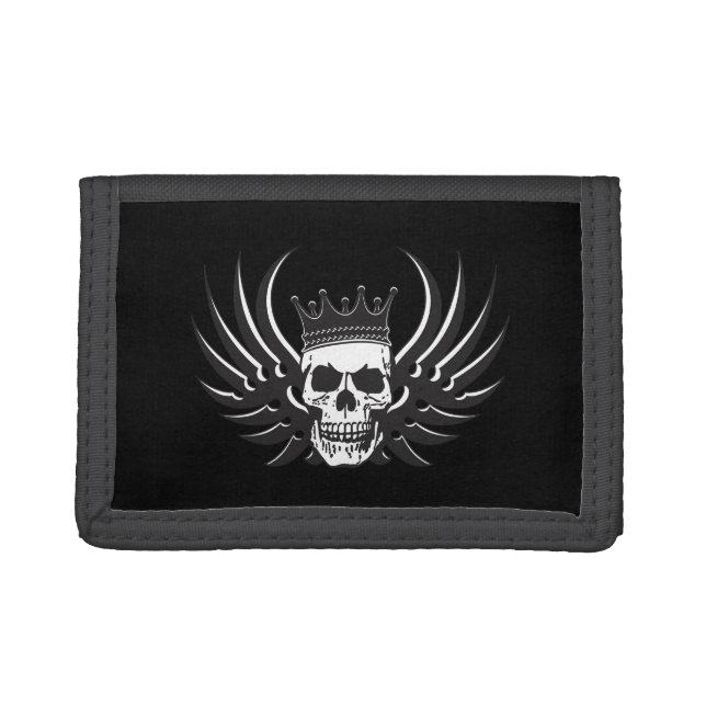 King Skull with Wings Trifold Wallet (Front)