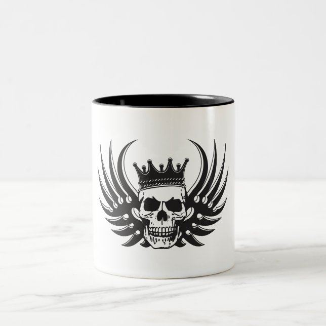 King Skull with Wings Two-Tone Coffee Mug (Center)
