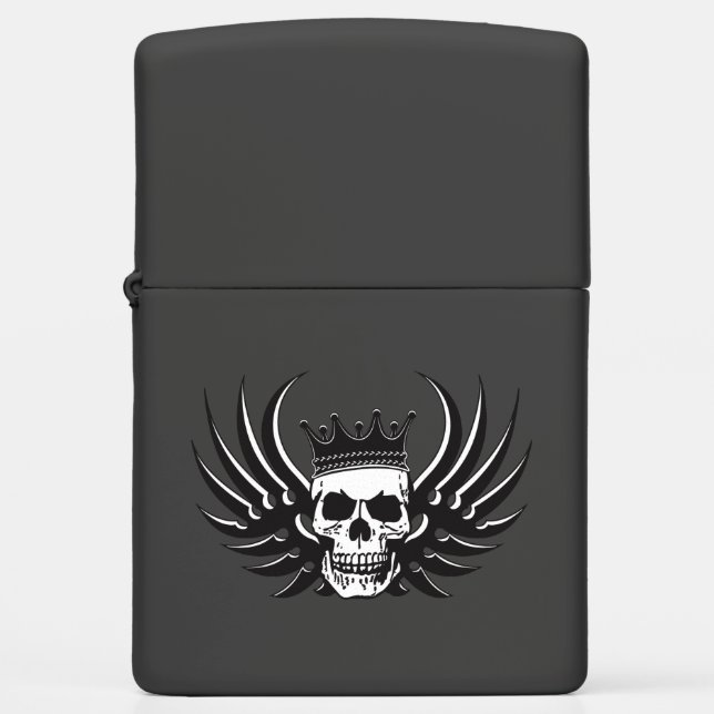 King Skull with Wings Zippo Lighter (Front)