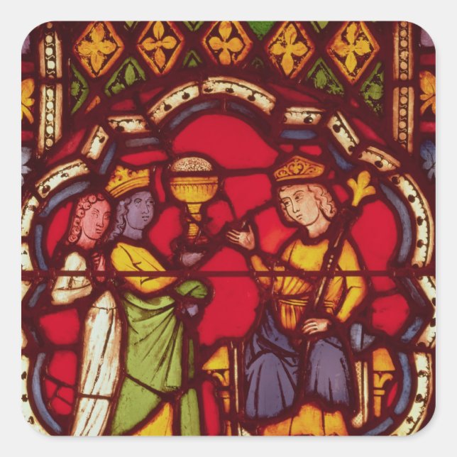 King Solomon and the Queen of Sheba, c.1270 Square Sticker (Front)