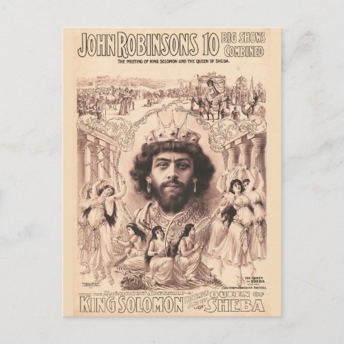 King Solomon Surrounded By Dancing Girls Postcard