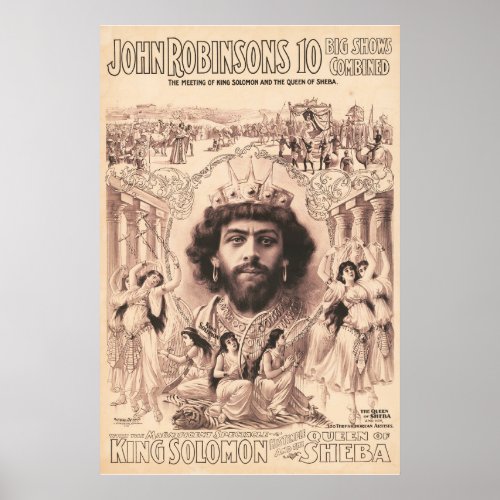 King Solomon Surrounded By Dancing Girls Poster