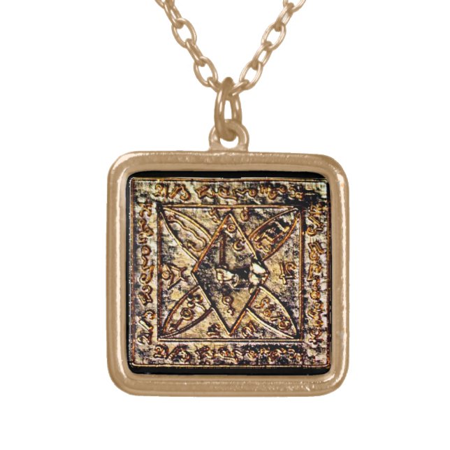 King Solomon's Gold Magick Talisman of Prosperity Plated Necklace (Front)