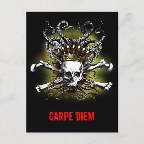 King Squid Skull Carpe Diem Postcard