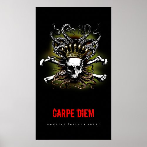 King Squid Skull Carpe Diem Poster