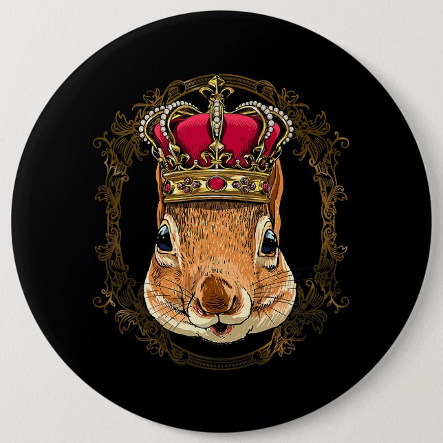 King Squirrel Wearing CrownQueen Squirrel Animal 3 Button (Front)