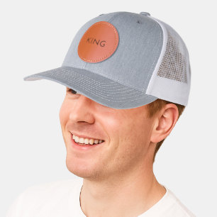 KING Stylish Royal-Cap Elegant Looking Grey Color Leather Patch Hat