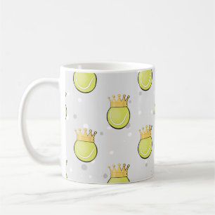 King Tennis - Seamless Pattern on Grey Background Coffee Mug