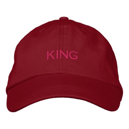 KING Text Color _ Fuchsia Red_Hat Handsome Elegant Embroidered Baseball Cap