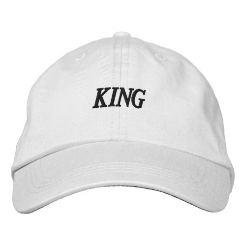King Text Custom White color Lovely and Handsome Embroidered Baseball Cap