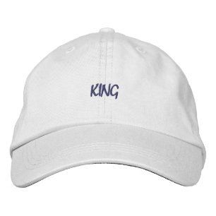 KING Text Custom White-Hat Soft Perfect Look Embroidered Baseball Cap