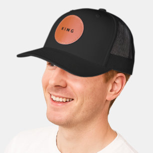 KING Text Elegant Men Stylish Circular Everyday Leather Patch Hat