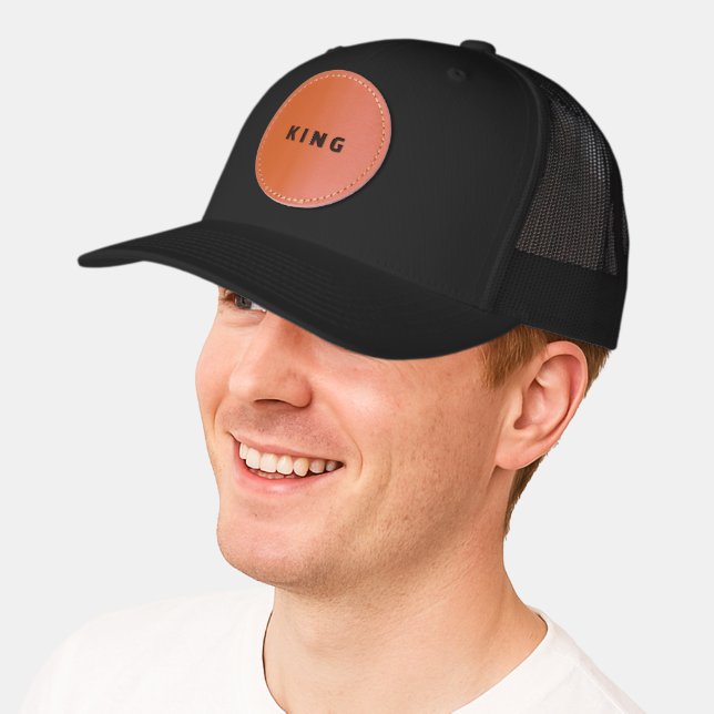 KING Text Elegant Men Stylish Circular Everyday Leather Patch Hat (Male)