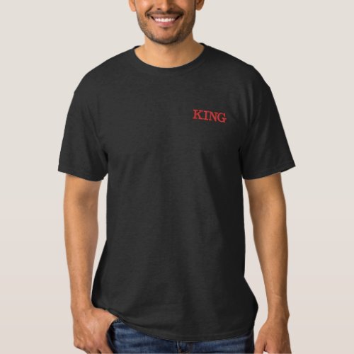 King Text Handsome Charcoal Heather Color Mens Embroidered T_Shirt