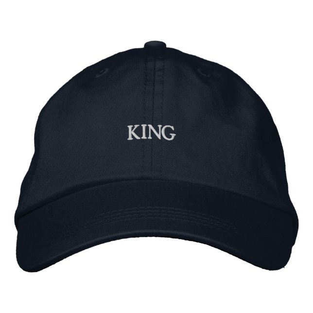 KING text in sophisticated embroidery Soft Cotton  Embroidered Baseball Cap (Front)