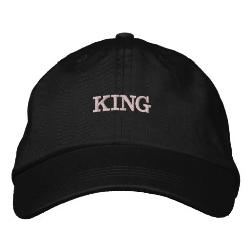 King Text Name Black Color Embroidered Caps Hat