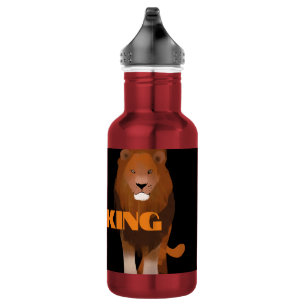 King Text Name Custom Image Lion Photo Text  Stainless Steel Water Bottle