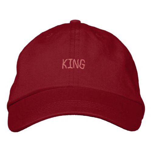 KING Text Name Red Color_Hat Handsome Cool Embroidered Baseball Cap