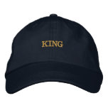 King Text Printed-hat Versatile And Classic Navy  Embroidered Baseball Cap at Zazzle