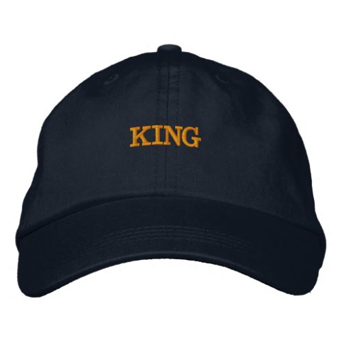 KING Text Printed Navy Color Create your own_Hat Embroidered Baseball Cap
