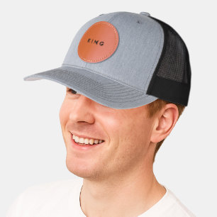 KING Text Richardson Smooth Handsome Men-Cap Black Leather Patch Hat