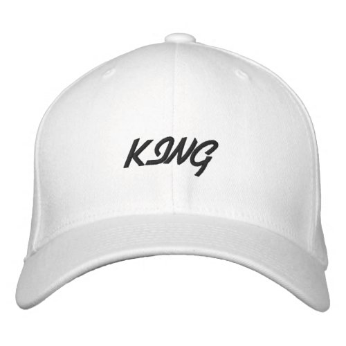 King Text White Color Basic Flexfit Wool Cap