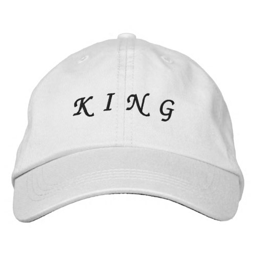 KING text White color black text Stunning Looking  Embroidered Baseball Cap