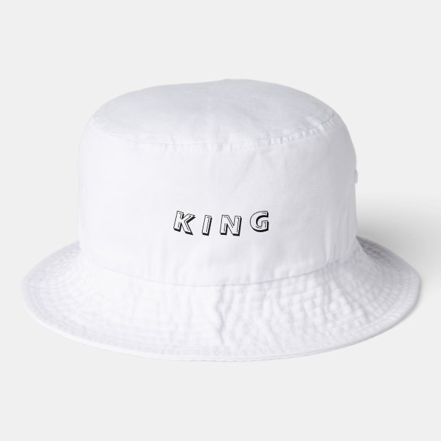 KING Text White Sports Bold Street Style Comfort Bucket Hat (Front)