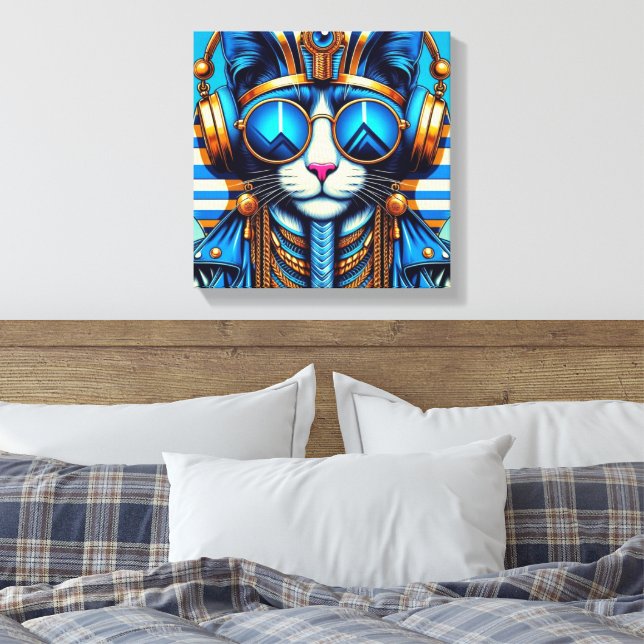 KING TUT PERSIAN CAT COOL 9 CANVAS PRINT (Insitu(Bedroom))