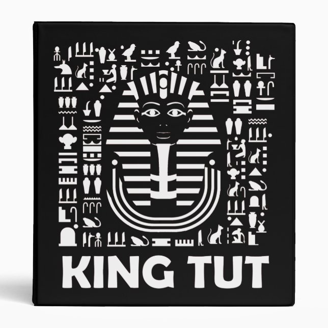 King tut pharaoh egyptian Hieroglyphic Alphabet 3 Ring Binder (Front)